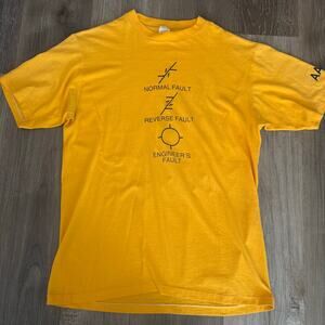 Vintage 80's 'engineer's fault" AAPG yellow t shirt sportswear tag size L